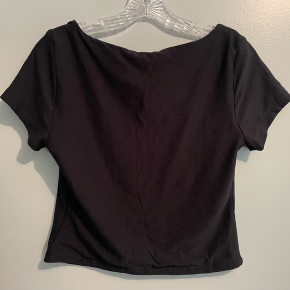 Olive & Oak Women’s Black Short Sleeve Corset Tee Large Square Neck Stretch Soft - Picture 11 of 14